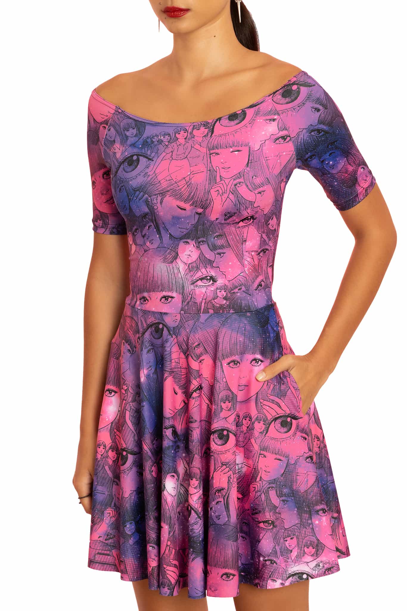 Venus In The Blind Spot Off The Shoulder Skater Dress - Image 3