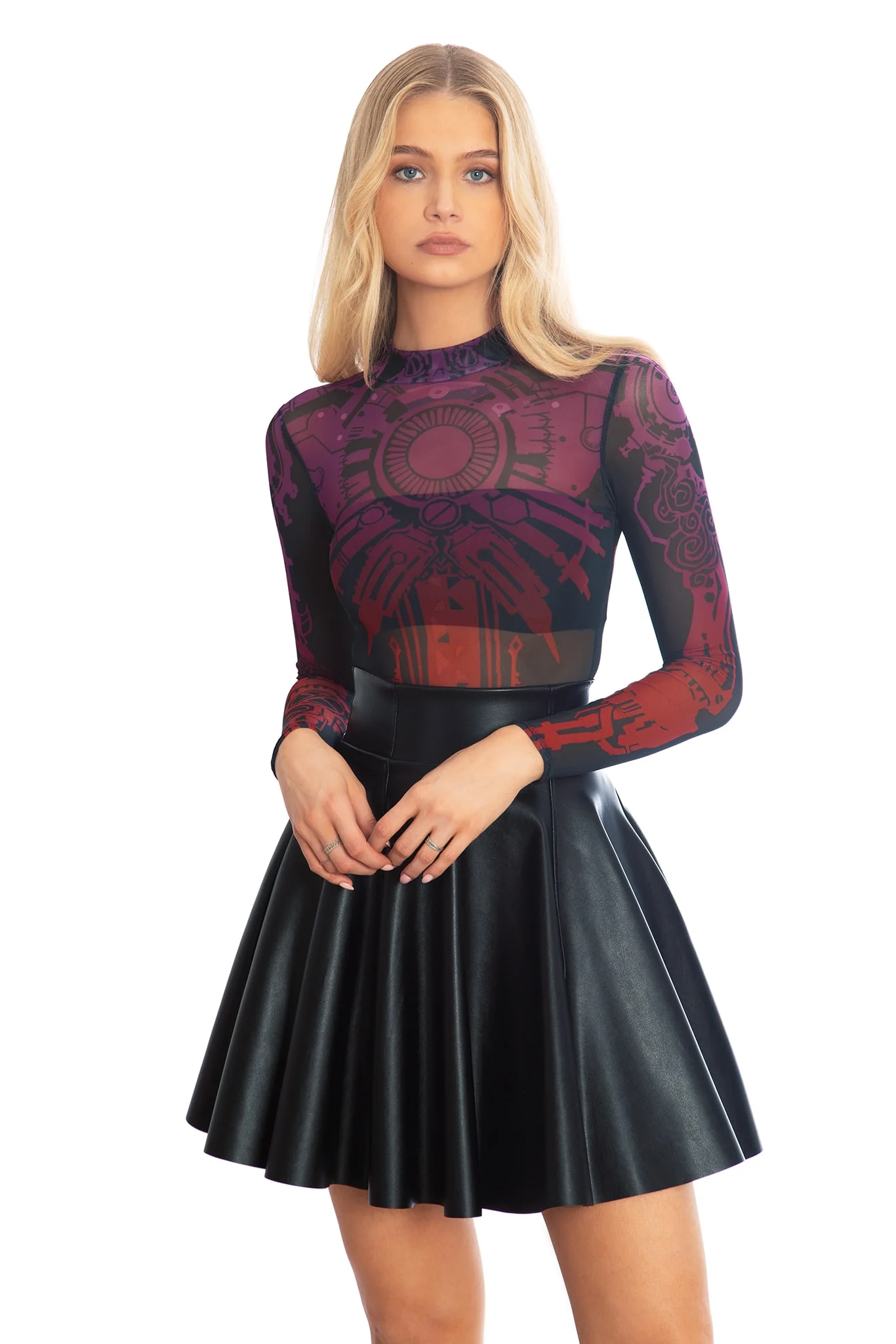 Vi's Tattoos Sheer High Neck Long Sleeve Bodysuit - Image 9