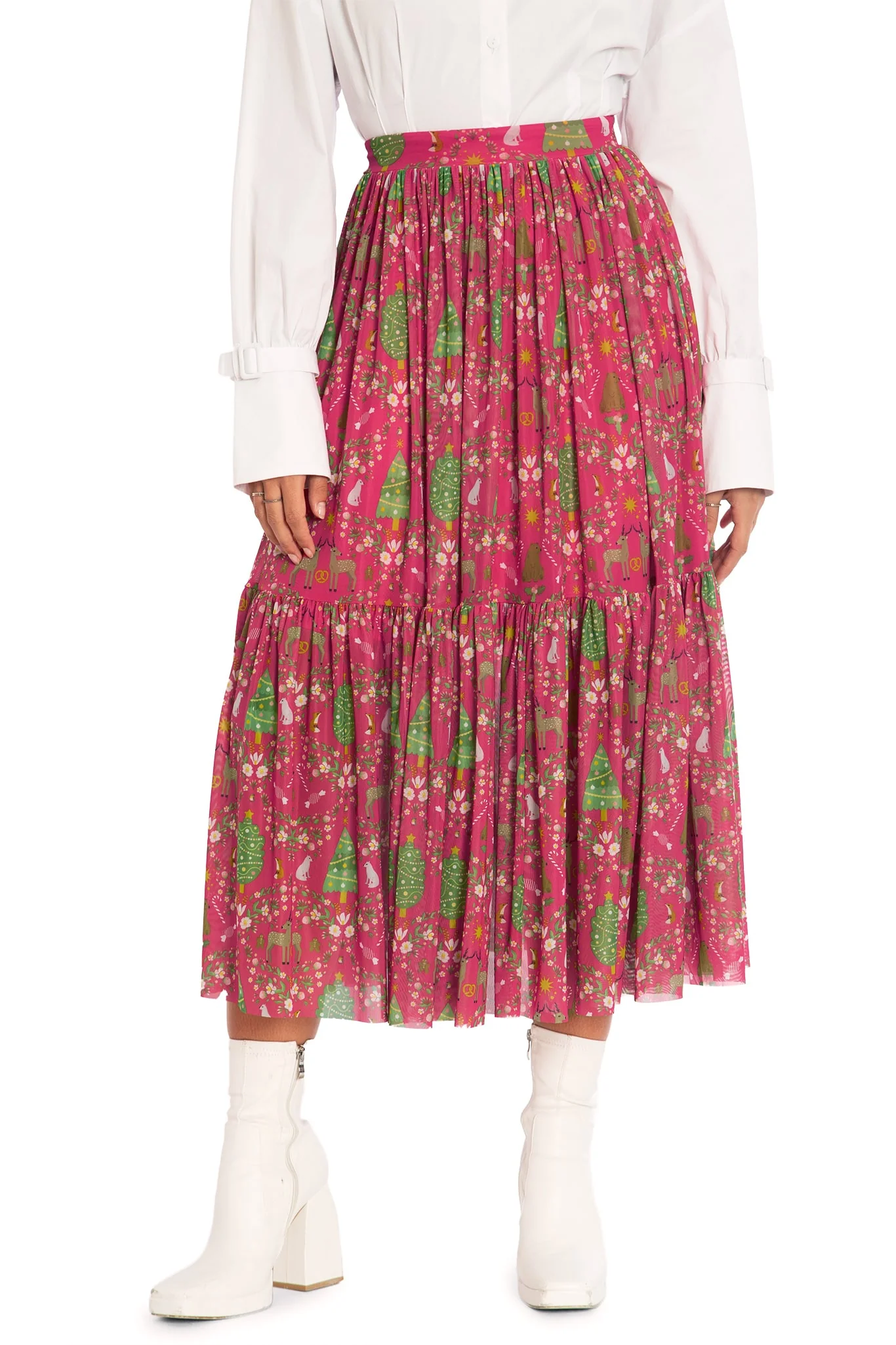 Wild Christmas Two Tier Sheer Midaxi Skirt - Image 3