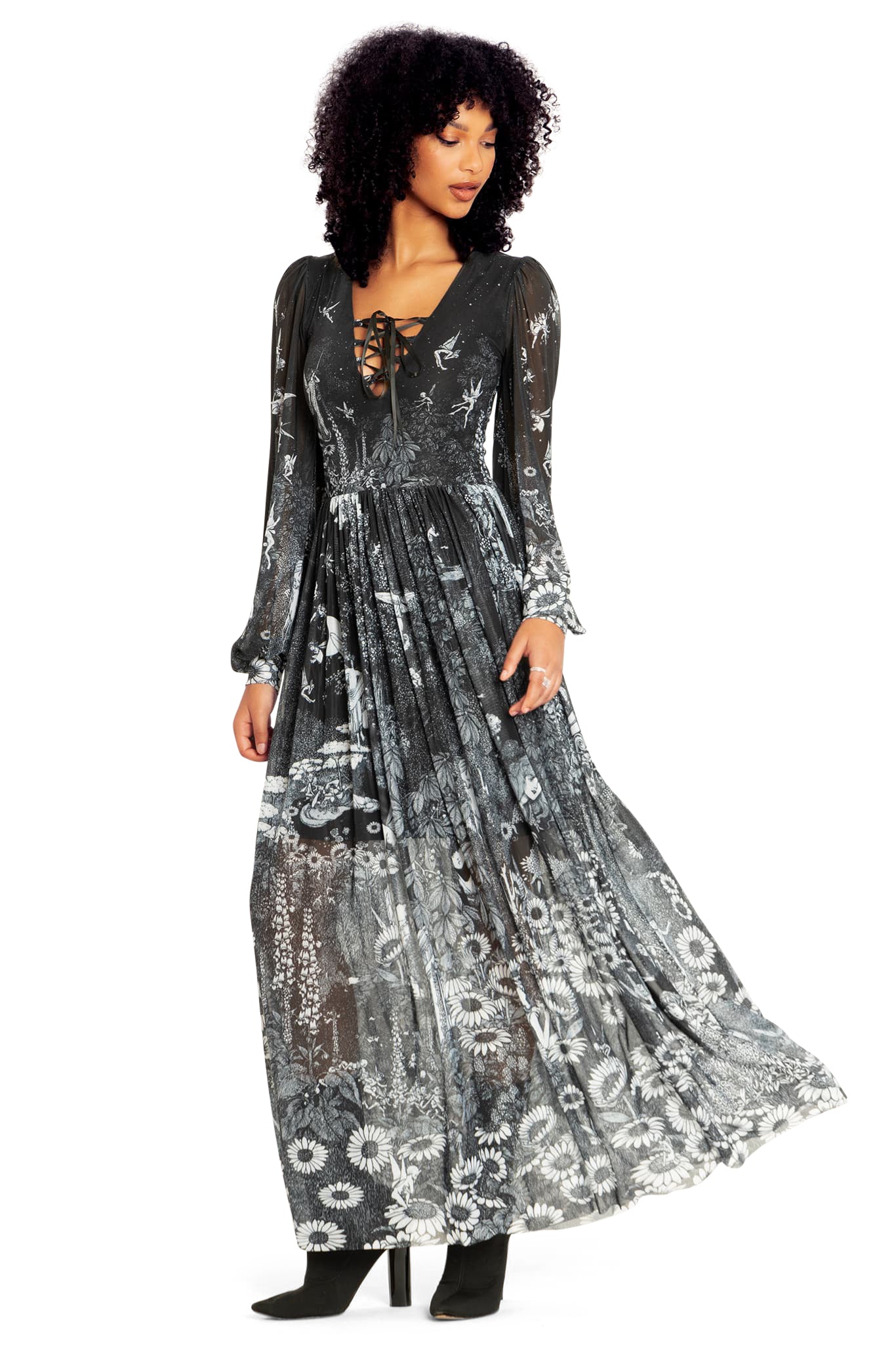 William Heath Robinson's Fairytales Sheer Bishop Maxi Dress - Image 10
