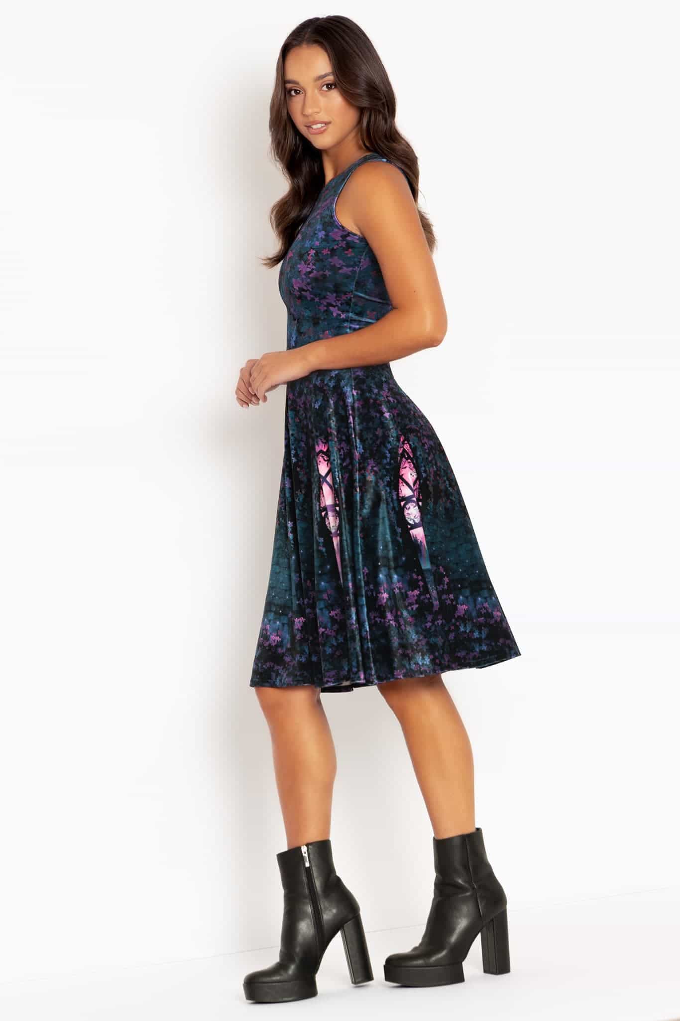 Window To The Spirit Realm Velvet Princess Midi Dress - Image 3