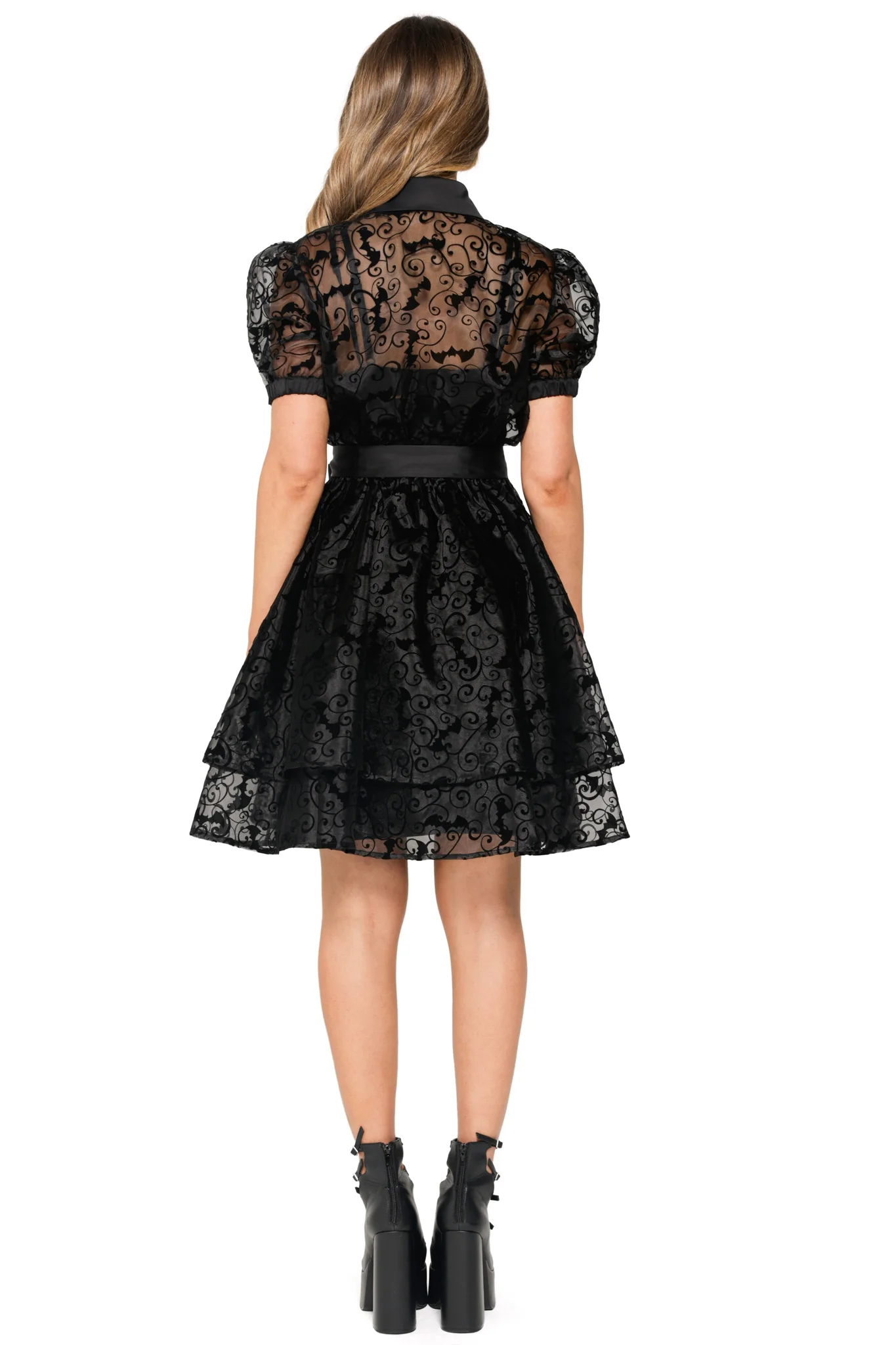 Witching Hour Puff Sleeve Buttoned Dress - Image 3